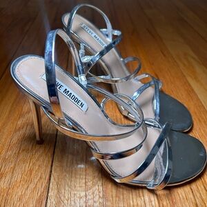 Steve Madden Silver Strappy Sandals